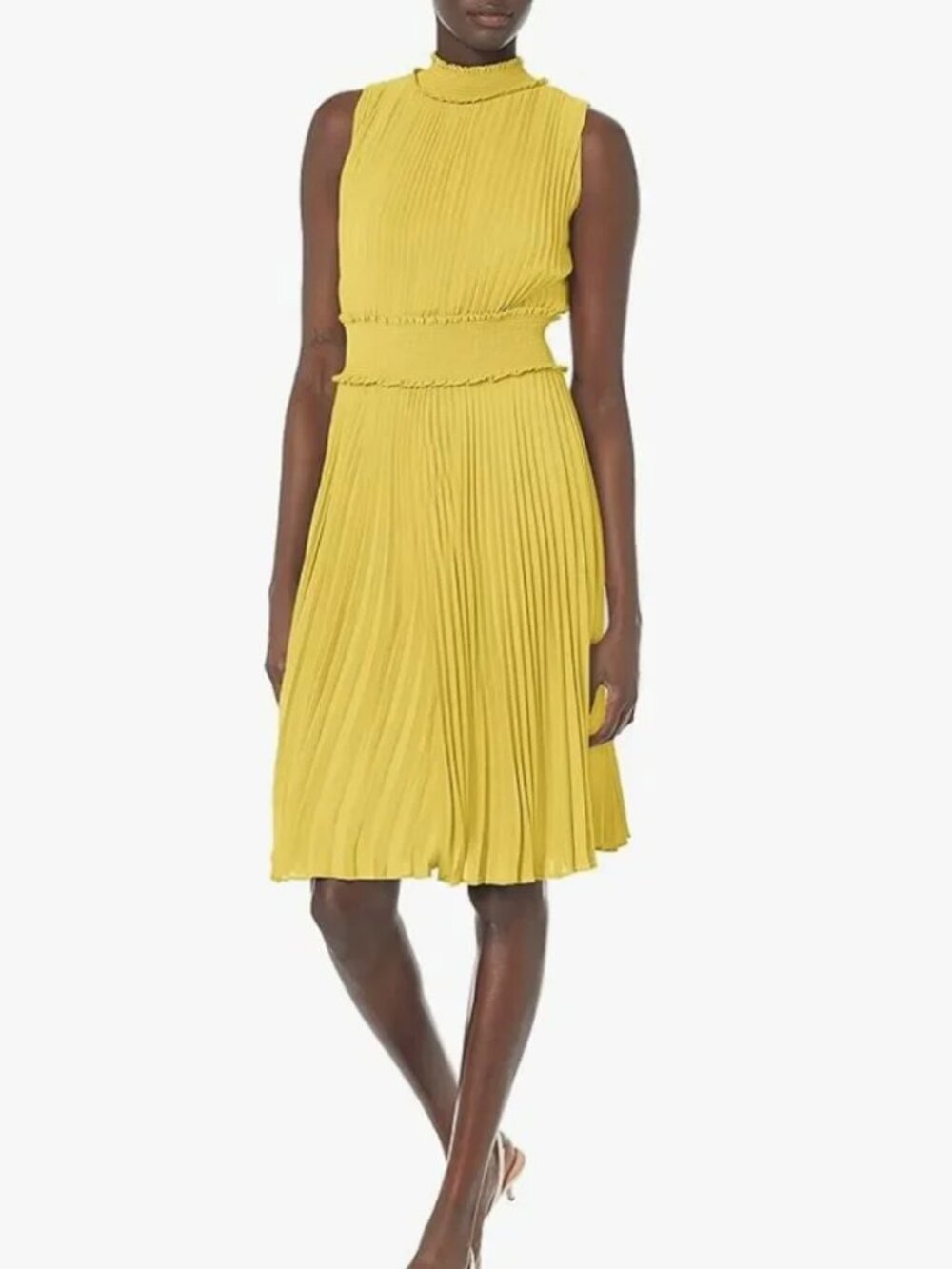 Nanette Lepore Smocked High Neck Pleated Dress. Sz: 6
